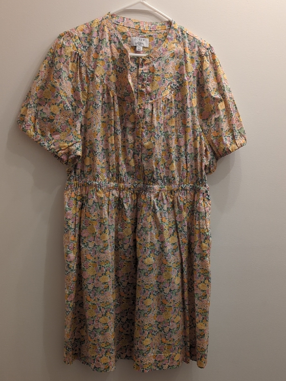 J. Crew × Liberty Fabric Pastel Floral Short Sleeve Dress, Women's XXL